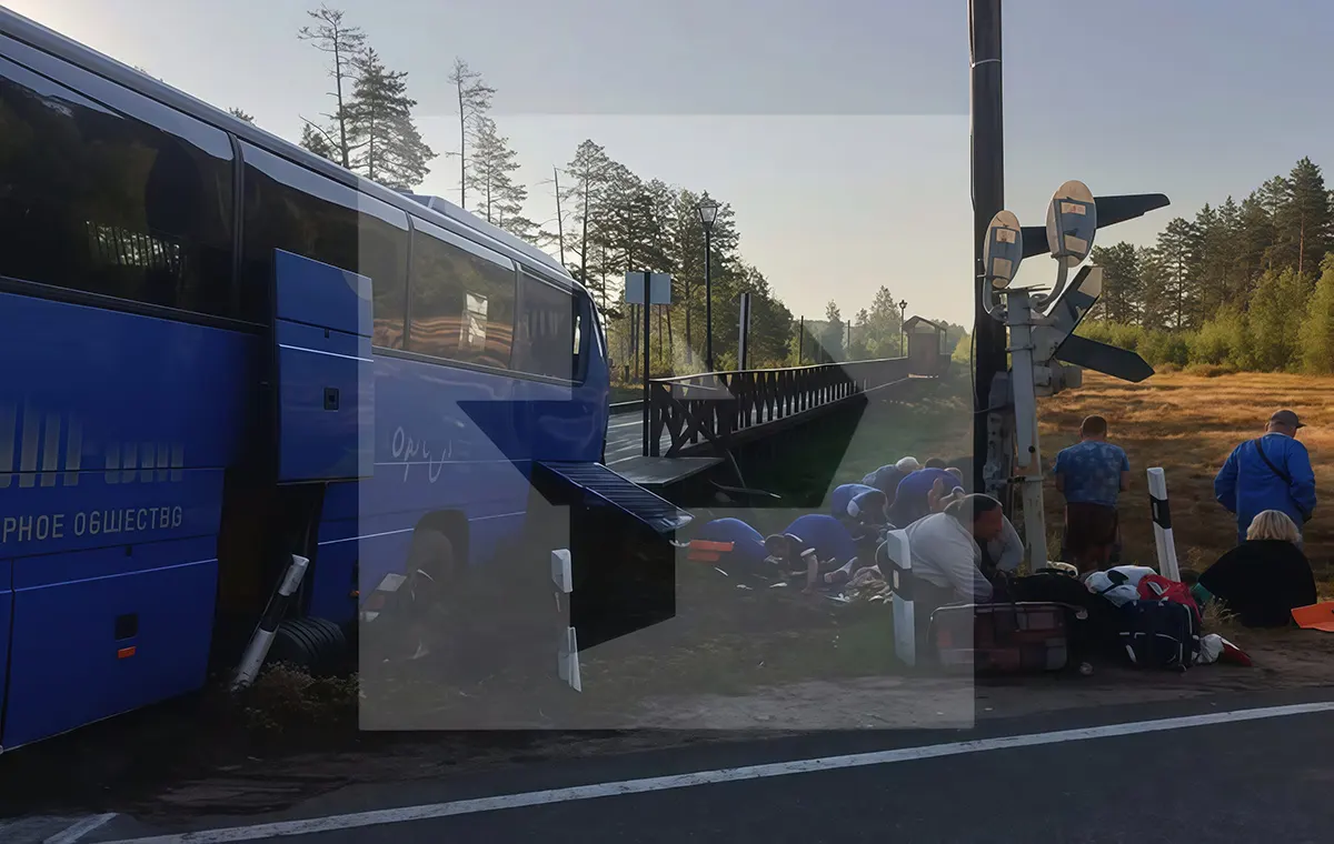 Столкновение автобуса с грузовым составом в Ленинградской области — 2 погибших, 10 пострадавших